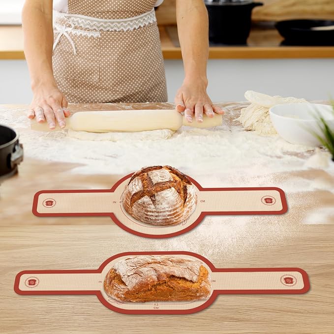 Koolstuffs Sourdough Silicone Bread Sling for Dutch Oven, Red Oval & Round | Nonstick, Reusable and Easy to Clean, Sourdough Tools & Baking Supplies, Oval and Round