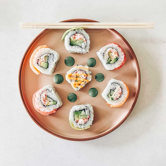 Mora Ceramic Flat Plates Set of 6-8 in - The Dessert, Salad, Appetizer, Small Lunch, etc Plate. Microwave, Oven, and Dishwasher Safe, Scratch Resistant. Kitchen Porcelain Dish - Neutrals