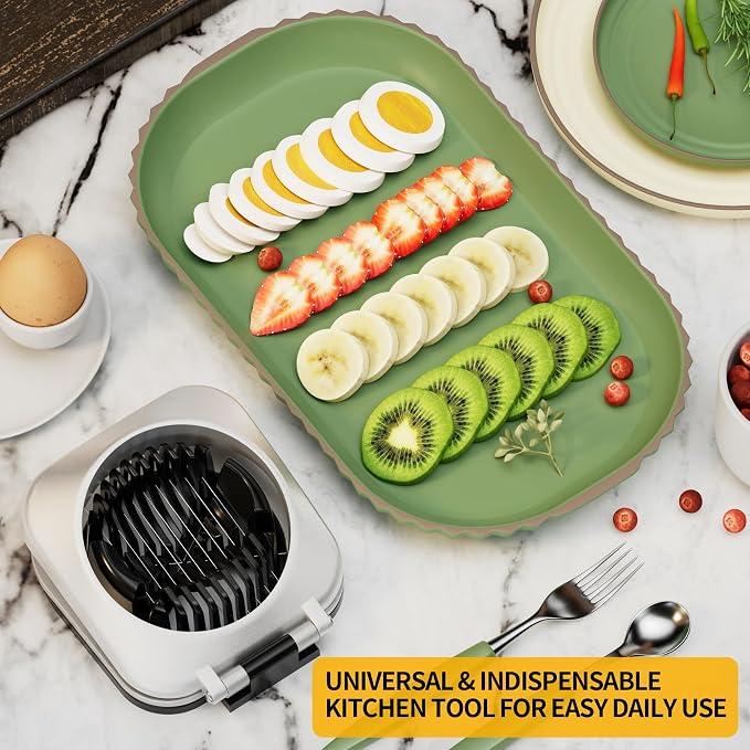 Multipurpose 3 in 1 Heavy Duty Egg Slicer, Stainless Steel Wire, Dark Black | Not Dishwasher Safe, Rust Resistant, Egg Cutter for Hard Boiled Eggs, Soft Food and Soft Fruit, Salads, Butter, Cheese, Spam