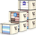90L Large Storage Bags, 6 Pack Clothes Storage Bins Closet Organizers | Foldable Storage Containers, with Reinforced Handle, for Clothing, Blanket, Comforters, Bed Sheets, Pillows and Toys