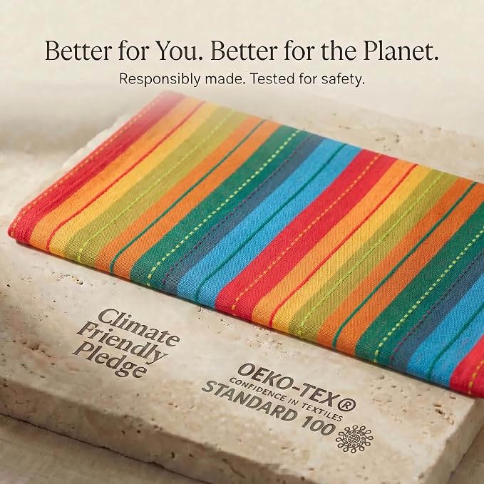 Urban Villa Kitchen Towels 100% Cotton Dish Towels for Kitchen (Set of 6) 20"x30" Highly Absorbent Kitchen Linen Set with Hanging Loop Dish Cloths Perfect for Drying Dishes Cleaning Towels - Red Multi