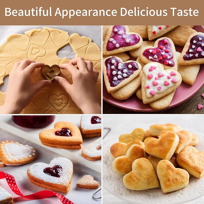 5 Pcs Heart Cookie Cutter,Heart Shaped Cookie Cutters for Baking | Stainless Steel Biscuit Cutters for Valentine's Day Birthday, Wedding,Holiday,Party