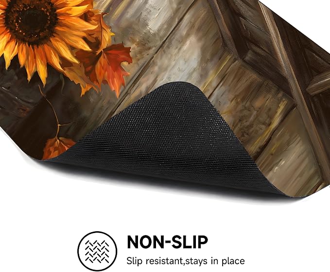 Fall Pumpkin Sunflower Stove Top Cover 28.3 x 20.5 Inch, Rustic Farmhouse Glass Cooktop Protector Mat, Autumn Harvest Electric Range Cover for Kitchen Counter Decor(Orange Sunflower)