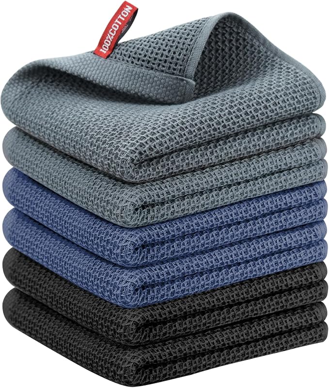 Nialnant 6 Pcs Kitchen Towels, 100% Cotton, 13 x 28 in | Kitchen Hand Towels, Super Soft And Absorbent Tea Towel, Dish Towels for Kitchen