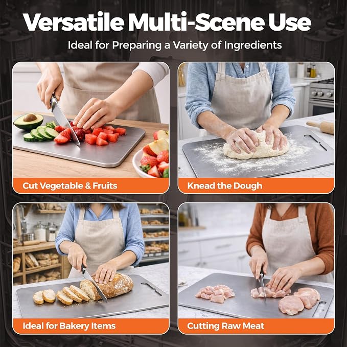 Titanium Cutting Board Set of 3, SGS Lab Tested Double-Sided Chopping Board | Safe for Meat, Vegetables, Fruits, Raw, & Cooked Food Prep, Non-Toxic Material, Dishwasher & Food Grade Safe (M+L+XL)