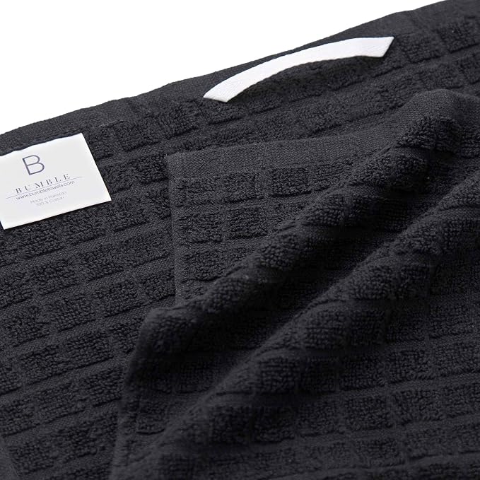 Bumble Kitchen Towels (6-Pack), 16"x28", 100% Cotton Dish Towels - Black | 380 GSM | Soft kitchen hand towels , Highly Absorbent & Durable Dish Towels for kitchen with Hanging Loop