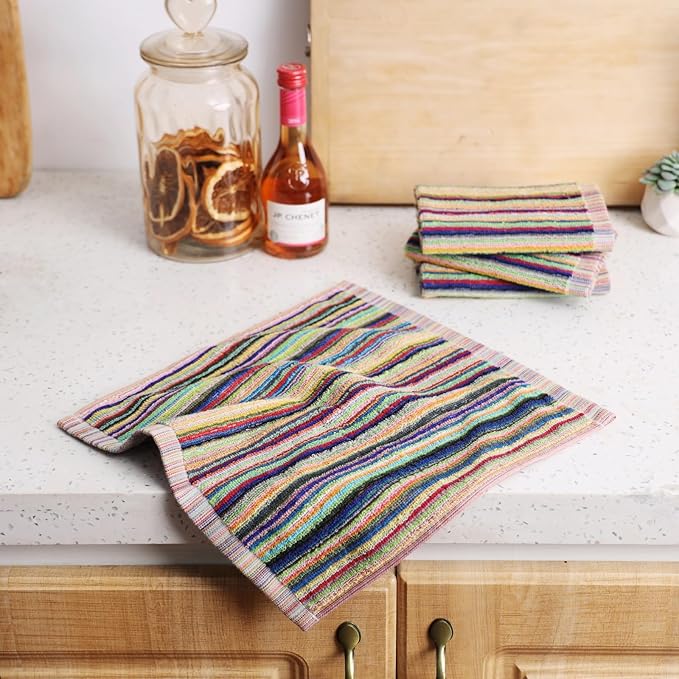 Kitchen Dishcloths for Washing Dishes, Ultra Absorbent Dish Rags, Cotton Cleaning Cloths Pack of 8, 12x12 Inches (multi-1, 12x12 inch) | High Absorbent, for Cleaning Drying Wiping, Quick Dry, 100% cotton Dishcloths, Kitchen Washcloths 12x12 Inches