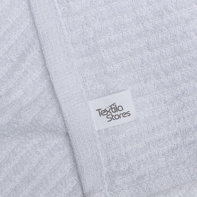 Textila Bar Mop Towels 12x12 Inch – White & Grey – Pack of 10 - Cotton Dish Cloths & Cleaning Towels for Kitchen, Bar, Restaurant, Household Use – Absorbent, Durable, Reusable