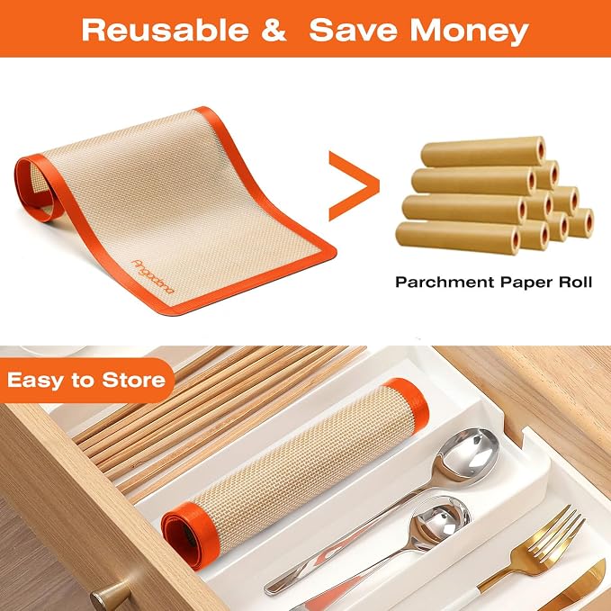 5 pcs Silicone Baking Mats For Harvest Right Freeze Dryer Medium Size Trays (Orange, M - Medium)