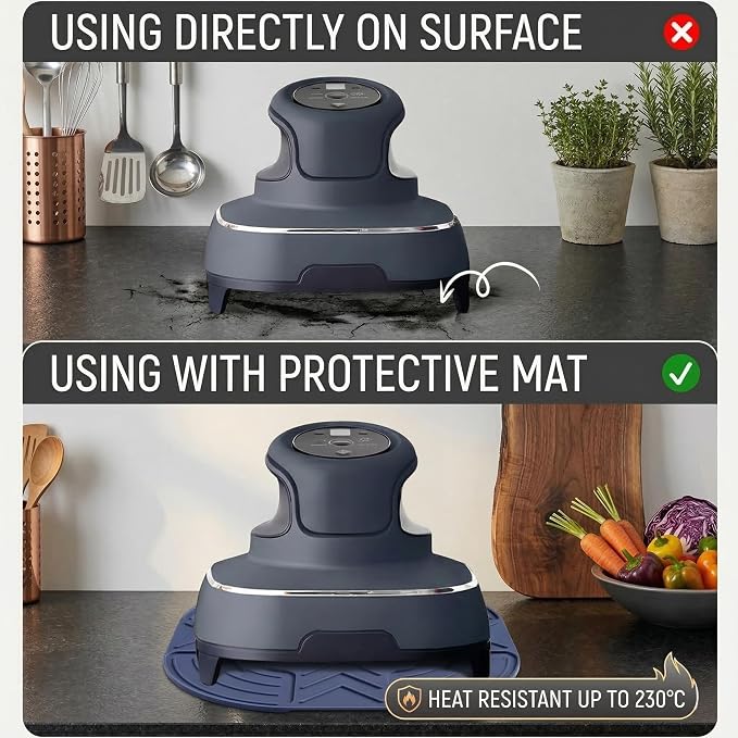2-Pack Silicone Heat Resistant Mat for Ninja Crispi Glass Air Fryer (FN101GY FN101SG FN101ST), 10.4" Countertop Protector Trivet & Non-Slip Hot Pad, Essential Ninja Crispi Accessories, Blue
