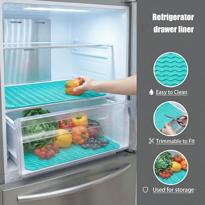 MicoYang Silicone Dish Drying Mat — Quick-Dry Ridges Counter & Sink Pad, Heat-Resistant Trivet to 450°F, Non-Slip & Dishwasher Safe, Roll-Up Storage, 18 Colors & 9 Sizes (Mint, 16"×12")