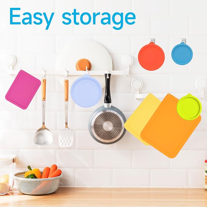 LUVCOSY 1 Cup 2 Cup 3 Cup 4 Cup 6 Cup 7 Cup 11 Cup Round & Rectangle Silicone Storage Cover Lids Replacement for Pyrex Glass Bowls, 7 Pack, Microwave, Dishwasher and Freezer Safe