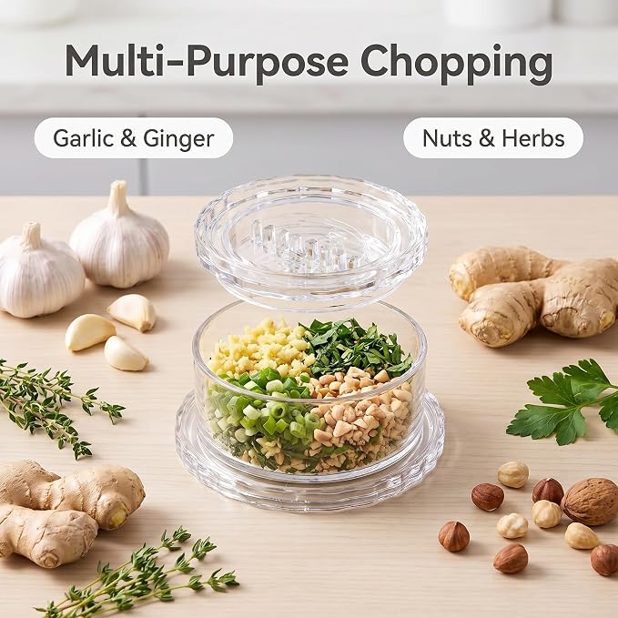 Transparent Manual Garlic Twist, Multi-Functional Mincer & Grinder for Onion, Garlic, Nuts, Ginger, Herbs, Impact Resistant Kitchen Gadget & Home Accessory (2pcs)