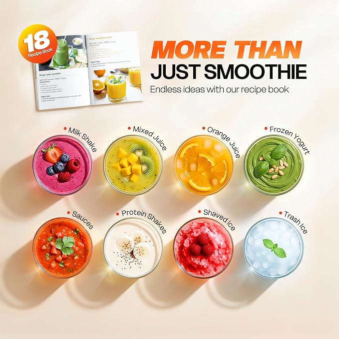 Turelar Blender for Smoothies Portable Personal Blender for Shakes and Smoothies for Kitchen with 2 * 24oz Portable Cups and Extra Lid, Smoothie Maker Machine for Juices, Baby Food, Nutritious Recipe