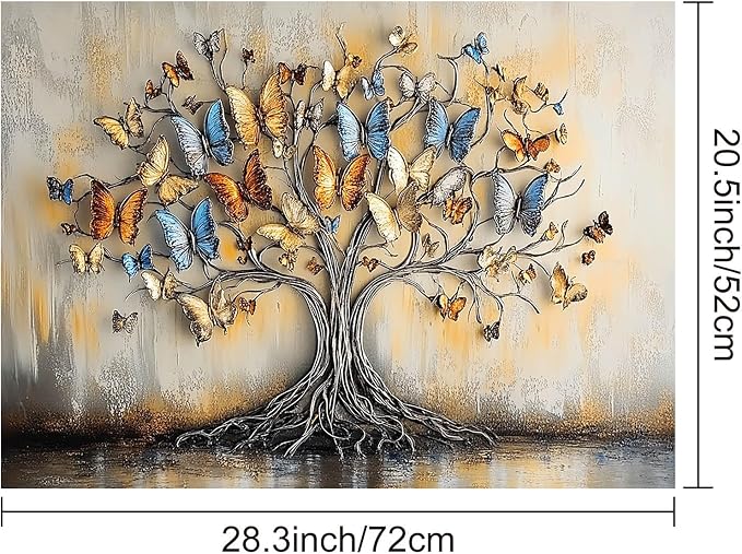 HOMETITUTE Gold Butterfly Tree Stove Top Cover 28x20 3D Diatomite Mat