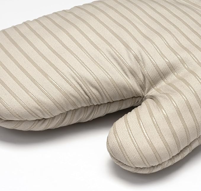 Beneno Heat Resistant 500°F Kitchen Oven Mitts 2-Pack, 7.5"x14.3", Beige | Textured Non-Slip Silicone Grip, Extra Long Forearm Protection, Soft Quilted Cotton Terry Lining, Ideal for Baking & Grilling