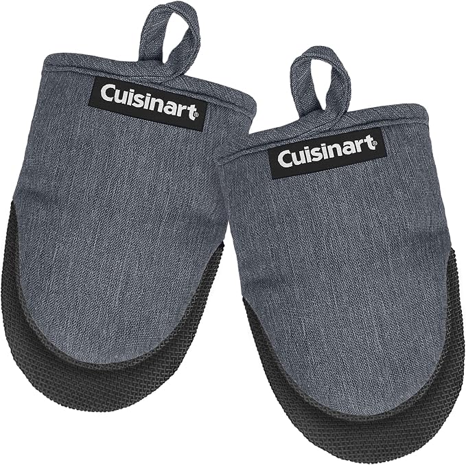 Cuisinart Mini Oven Mitts, 2-Pack, Neoprene Grip, Heat Resistant 350F | Cotton-lined, non-slip neoprene palm, ambidextrous design, ideal for smaller hands and everyday cooking