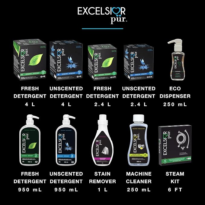 Excelsior Pür System Enzyme-Powered Washing Machine Cleaner Liquid, 250 ml (5 Uses), HE & Standard, Drum & Seal Deep Clean, Residue & Odor Buildup Remover