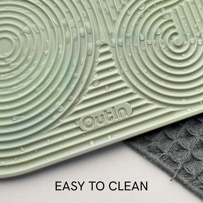 OutIn Silicone Coffee Mat, Foldable & Waterproof | Drip Tray Mat for Espresso Machines and Portable Coffee Makers, 9.8" x 6.7" (Green)
