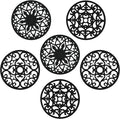 Silicone Trivets Mats for Hot Pots and Pans, Multi Purpose Trivets Mat -Heat Resistant Silicone Trivet Intricately Carved Hot Pads Set of 6 (A: Style 1-Black)