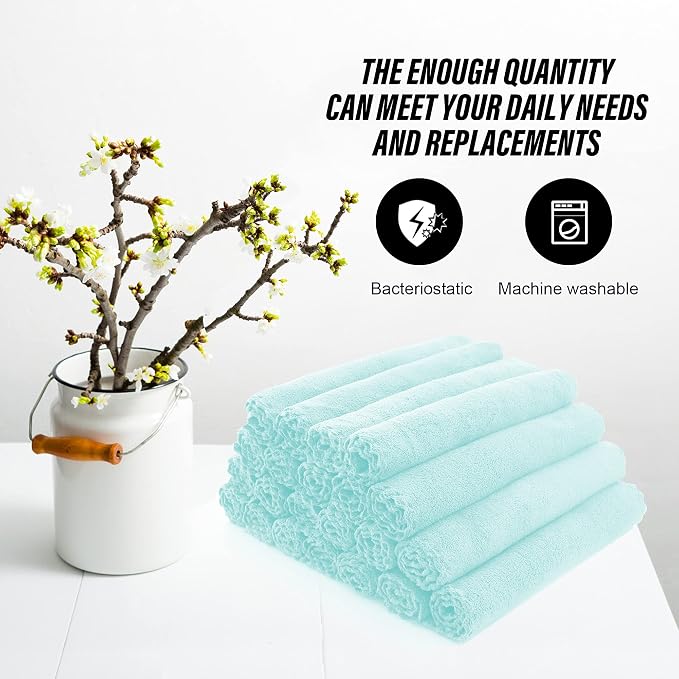 MOONQUEEN Ultra Soft Premium Washcloths Set - 12 x 12 inches - 24 Pack - Quick Drying - Highly Absorbent Coral Velvet Bathroom Wash Clothes - Use as Bath, Spa, Facial, Fingertip Towel (Frozen Blue)