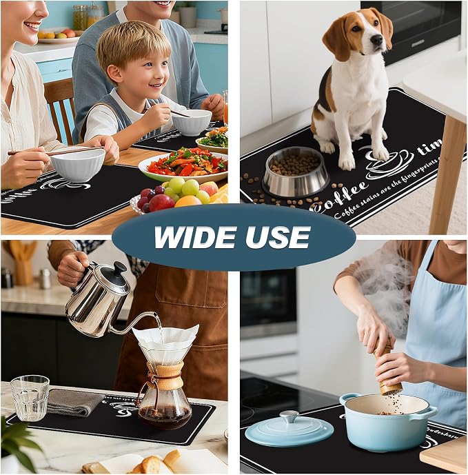 Dish Drying Mats for Kitchen Counter, Waterproof Coffee Mat for Countertop, Under Sink Mats, Coffee Bar Mat Accessories