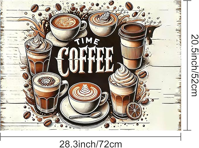 HOMETITUTE Coffee Time Stove Top Cover 28x20 Vintage Café Diatomite Mat