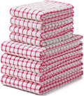 Homaxy Kitchen Towels and Dishcloths Set, Set of 8, Red | Cotton Terry Kitchen Dish Towels, Super Soft and Absorbent Dish Cloths, 16 x 25 and 12 x 12 Inches
