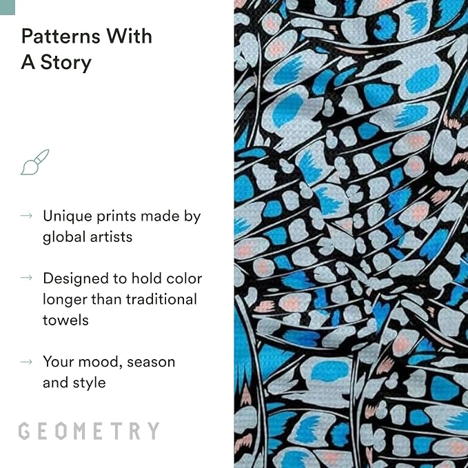 GEOMETRY Spring Kitchen Towels - Quick Dry Microfiber Cloth Spring & Summer Dish Towels for Kitchen Drying - Premium Quick Dry Towel - Blue Garden Wings, 18" x 30" - 1-Pack