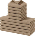 Homaxy 10 Pack 100% Cotton Kitchen Towels and Dishcloths Set, Tan | 12 x 12 Inches and 13 x 28 Inches Kitchen Towels Set, Ultra Soft Absorbent Dish Cloths for Washing Dishes