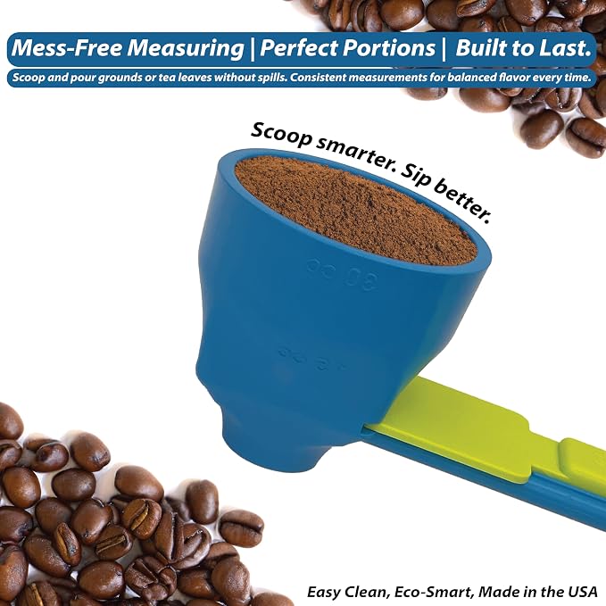 the original measuring scoop + funnel No spill preparation of protein powder, workout & sports drinks, baby formula & kcup refill Mess & Spill free - (Set of 1 & 2 Tablespoon) Black Scoop