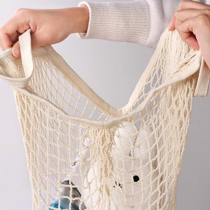 CABAX Cotton Mesh Produce Bags, Reusable Grocery Fruit Food Bags, Net String Shopping Tote Bag, Pack of 1