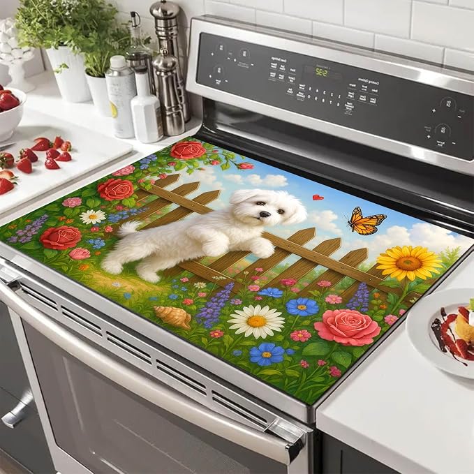 HOMETITUTE Garden Puppy Stove Top Cover 28x20 Heat Resistant Diatomite Mat