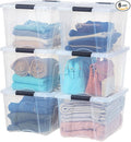 IRIS USA 6-Pack 40 Quart Storage Bins with Lids, Clear | Transparent design makes contents easy to find. Perfect for moving, blankets, clothing, and garage storage. Nestable design
