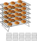 Cooling Rack 16"x10", 5-Tier Stackable & Collapsible Cooling Racks | Cooling Racks for Cooking and Baking, Roasting, Grilling, Oven & Dishwasher Safe (Black, 5-Tier)