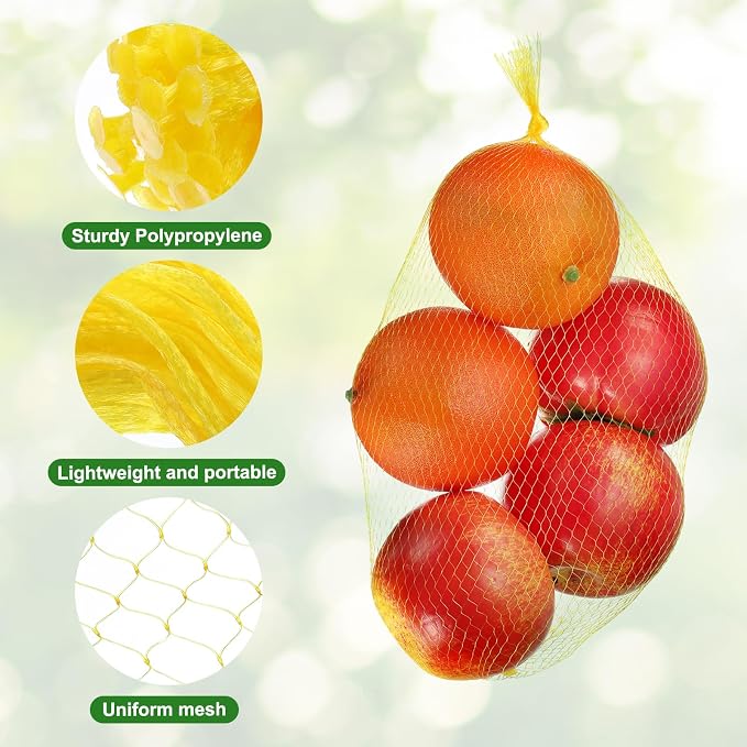 uxcell 150pcs Egg Hatching Bags, 16 Inch Mesh Nylon Netting Reusable Produce Mesh Bags Strong Stretchable Plastic Seafood Boil Bags for Fruits Vegetables Storage, Yellow