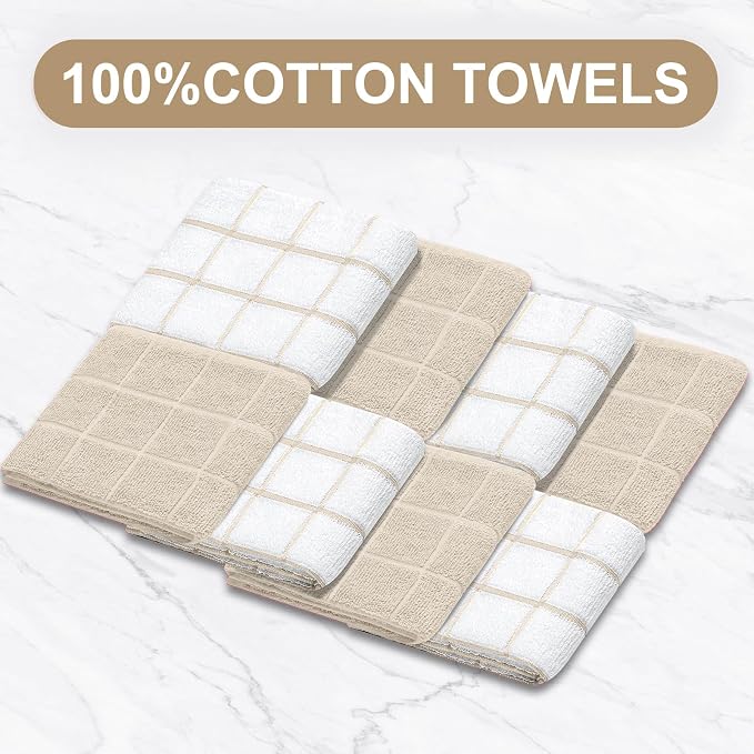 Oven Mitts Pot Holders Sets/Kitchen Towels and Dishcloths, Oven Gloves Kitchen Dish Towels 500 Degree Heat Resistant Potholders with Non-Slip Silicone Surface for Cooking, Grilling, Baking-Milkshake
