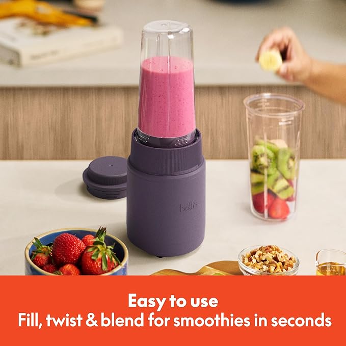 bella Rocket Blender 6-Piece Set with Stacking Cups, Plum
