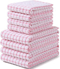 Homaxy Kitchen Towels and Dishcloths Set, Set of 8, Pink | Cotton Terry Kitchen Dish Towels, Super Soft and Absorbent Dish Cloths, 16 x 25 and 12 x 12 Inches