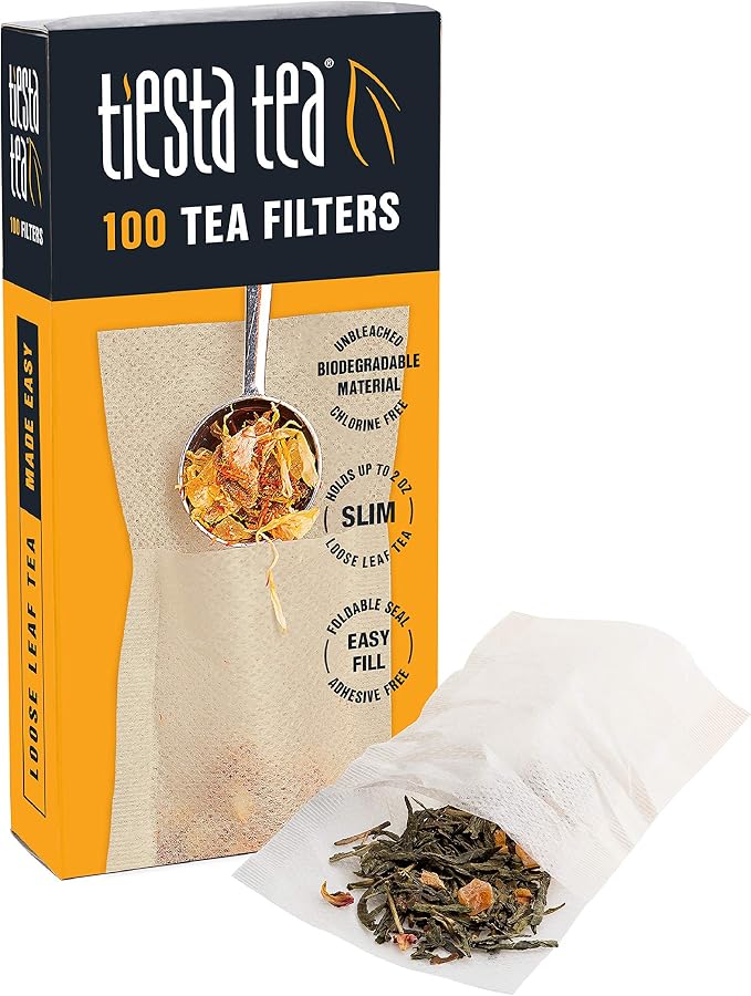 Tiesta Tea Loose Leaf Filters for Brewing | Disposable Infuser for Hot & Iced Drinks, Easy-Fill Steeper, Unbleached Paper, Single-Cup Infuser for Loose Leaves