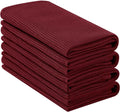 Homaxy 100% Cotton Waffle Weave Kitchen Towels, 4 Pack, Burgundy | Soft and Absorbent Dish Towels, 16 x 26 Inches Quick Dry Hand Towels