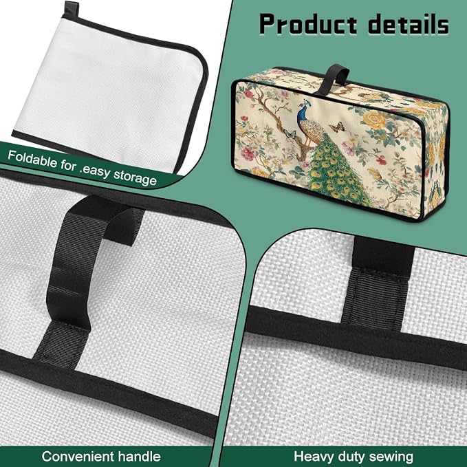 ZDCUSTOM Vintage Peacock Toaster Cover 2 Slice Branch Flower Toaster Covers Long Slot Slim Dust Protector Machine Washable Thin Small Appliance Covers for Kitchen Elegant