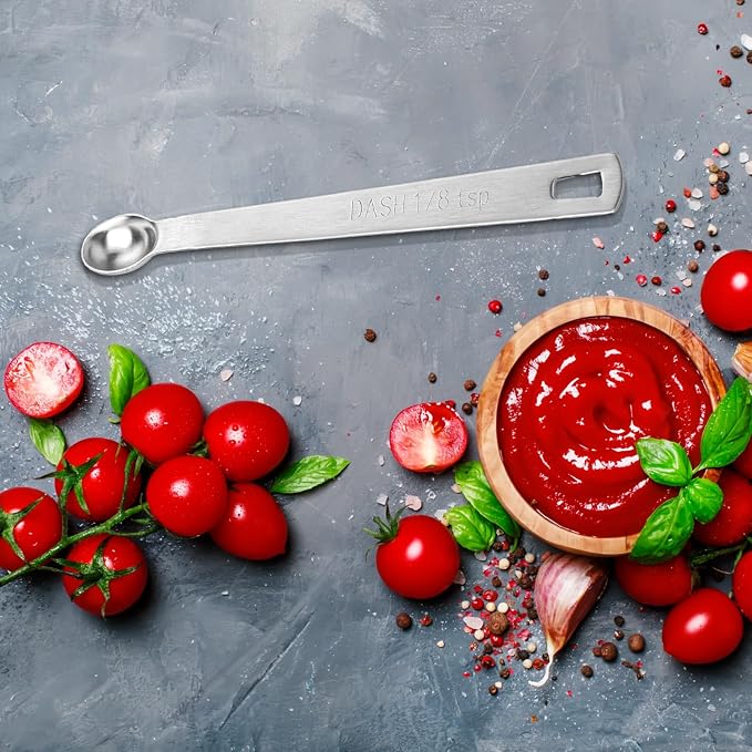 4 PCS 1/8 Teaspoon (1/8 Tsp | 0.625 mL | 0.625 cc) Single Measuring Spoon, Stainless Steel 1/8 Tsp Small Measuring Spoon Mini Measuring Spoons