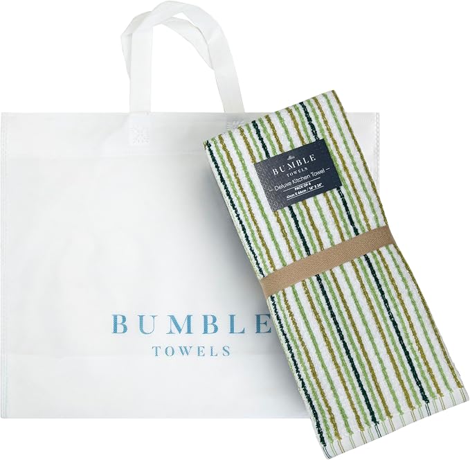 Bumble Kitchen Towels 6 Pack 100% Cotton 16"x26" - Sage | 430 GSM Soft Kitchen Hand Towels with Hanging Loop, Highly Absorbent & Durable for Washing and Drying Dishes