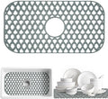 Silicone Kitchen Sink Protectors Mats - 12" 13" 14" 16" 18" 19" 21" 22" 24" 25" 26" 28" 30", Heat Resistant, Machine-wash (24”x13”, Center Drain)