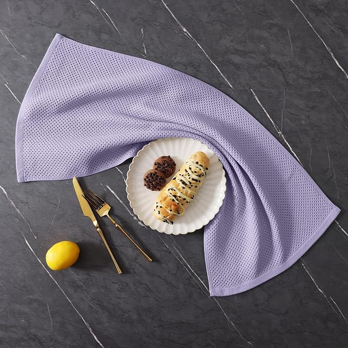 Homaxy 8 Pack 100% Cotton Kitchen Towels and Dishcloths Set, Lavender | 12 x 12 Inches and 13 x 28 Inches Kitchen Towels Set, Ultra Soft Absorbent Dish Cloths for Washing Dishes