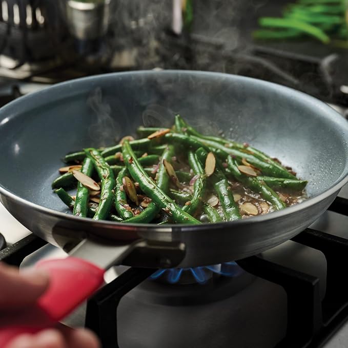 Tramontina Professional 10-Inch Ceramic Non Stick Frying Pan | Heavy-Gauge Aluminum Skillet with Ceramic Nonstick Coating, Dishwasher and Oven Safe, Gray, Made in Brazil