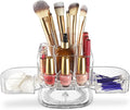 Masirs Small 360 Rotating Makeup Organizer, 5 Compartments, Square Clear | Small 360 Rotating Makeup Organizer, 5 Compartments, Acrylic Mini Lazy Susan, Vanity Bathroom Counter, Square Clear