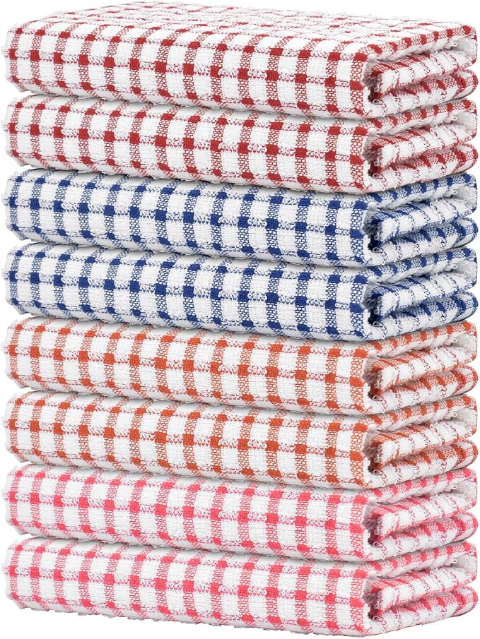 Nialnant 8 Pack Kitchen Towels, Dish Towels for Kitchen, 100% Cotton Dish Cloths for Washing Dishes, Quick Drying Reusable Cleaning Rag - 25 x 16 in