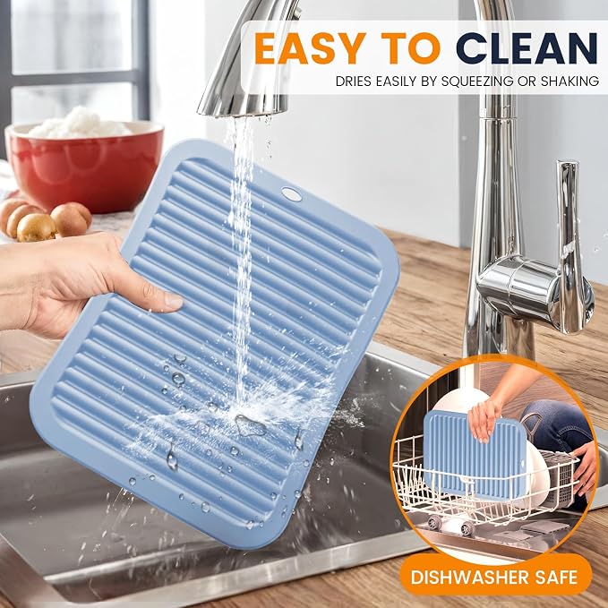 Silicone Trivet Mats 4 Heat Resistant Pot Holders Multipurpose Non-Slip Hot Pads for Kitchen Potholders, Drying mat, Jar Opener, Spoon Holder, Coaster(Bamboo Moon)